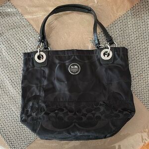 Black Coach Satin Fabric Bag